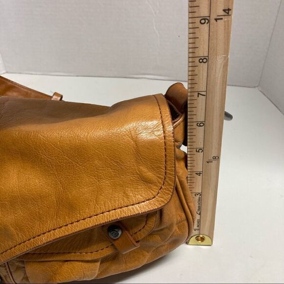 FRANCESCO BIASIA Saddle Style Handbag Mustard Color 14X5.5X7,Genuine Leather - Picture 10 of 14